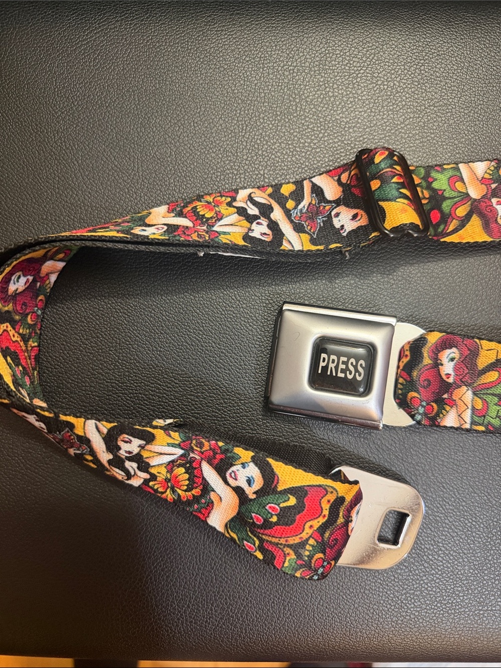 Buckle-Down Yellow Fairy Floral Seatbelt Belt - Picture 2 of 4